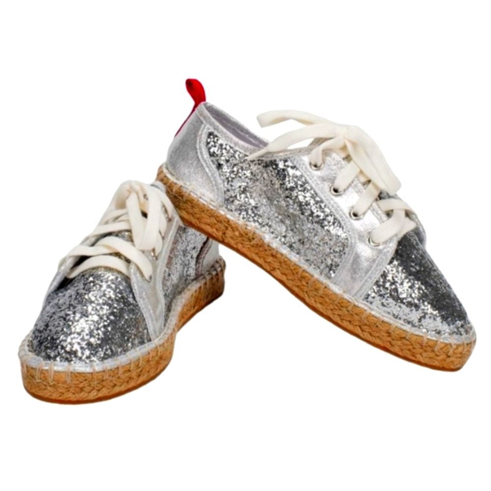 Michelle McDowell Espadrille Kylie Glitter Silver Pink Canvas Shoe Sneakers 10